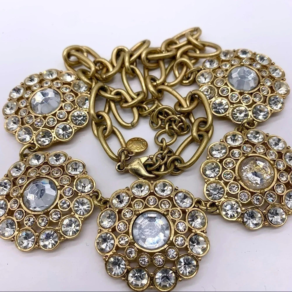 J. Crew Gold Jeweled Medallions Necklace